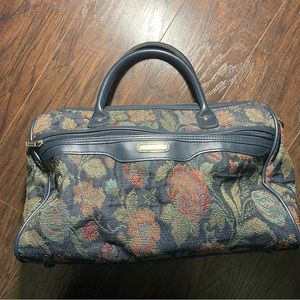 Jaguar Tapestry Floral Carry On Luggage Bag Vintage